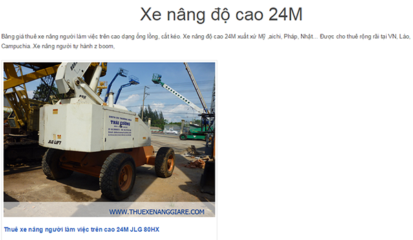 Cho thuê xe nâng người 24m, xe nâng thang 24m