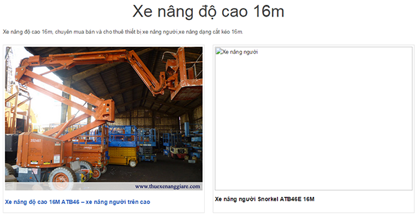 Cho thuê xe nâng người 16m, xe nâng thang 16m