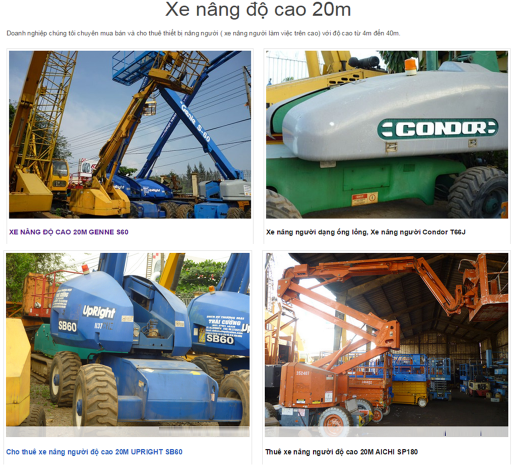 Cho thuê xe nâng người 20m, xe nâng thang 20m