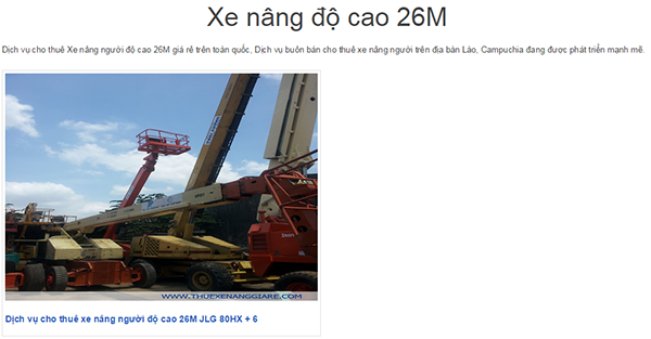 Cho thuê xe nâng người 26m, xe nâng thang 26m