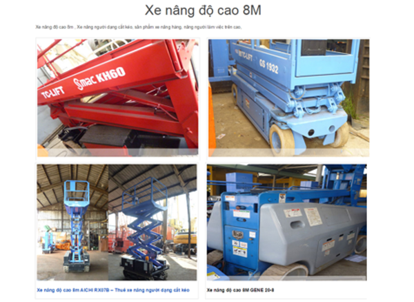 Cho thuê xe nâng người 8m, xe nâng thang 8m